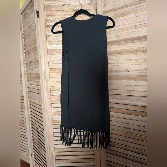 Stillwater The Brand Black Fringe Hem Sleeveless Tank Dress Cotton Size S - Picture 5 of 5